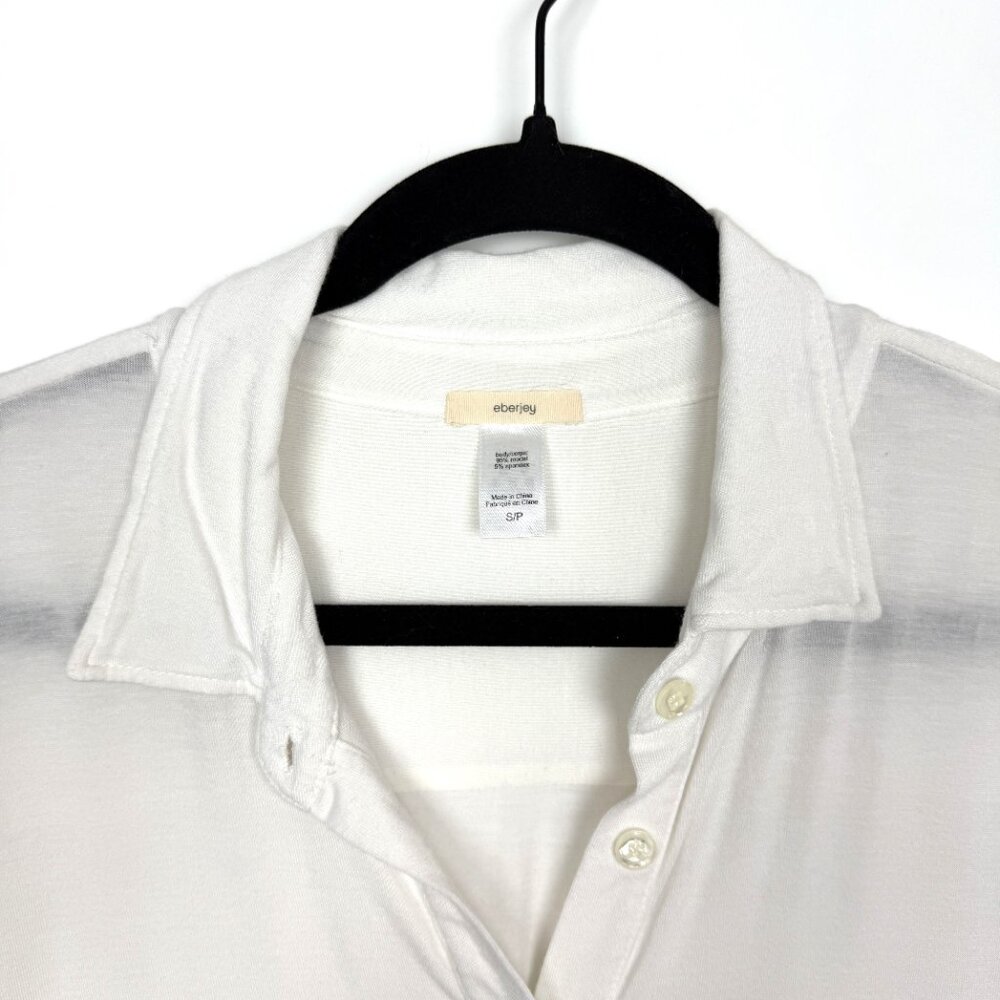 Eberjey Agnes‎ Short Sleeve Boyfriend Top Ivory Size Small - Picture 6 of 9